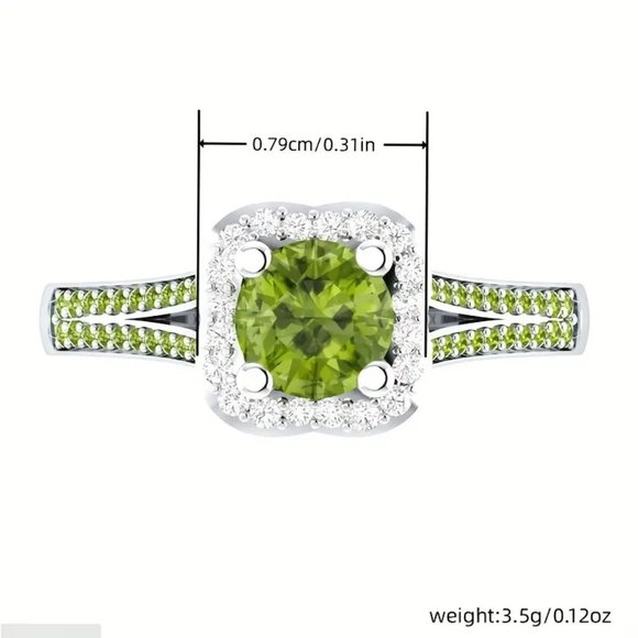 Peridot & White Zircon Ring - Picture 4 of 5